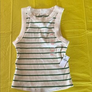 Old Navy White Tank Top with Green Stripes - Girls